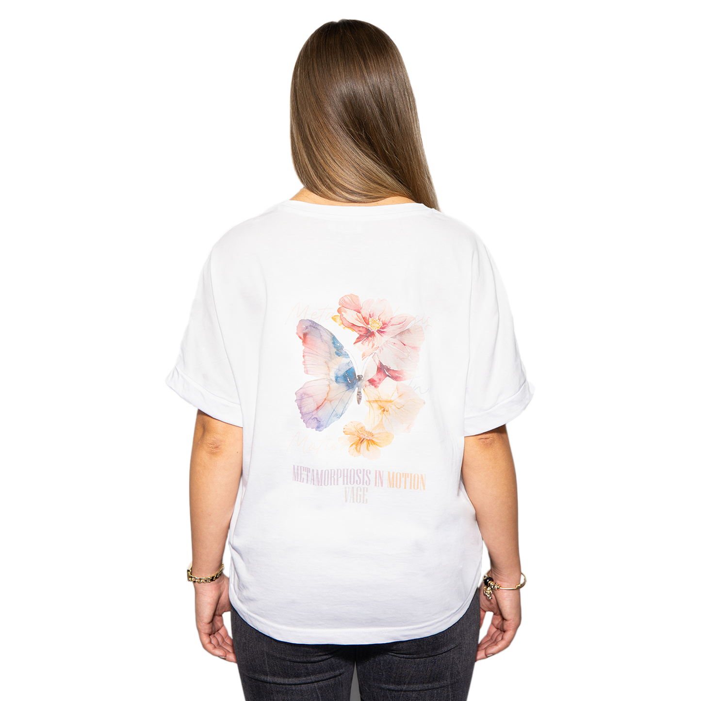 "METAMORA" oversized tee white