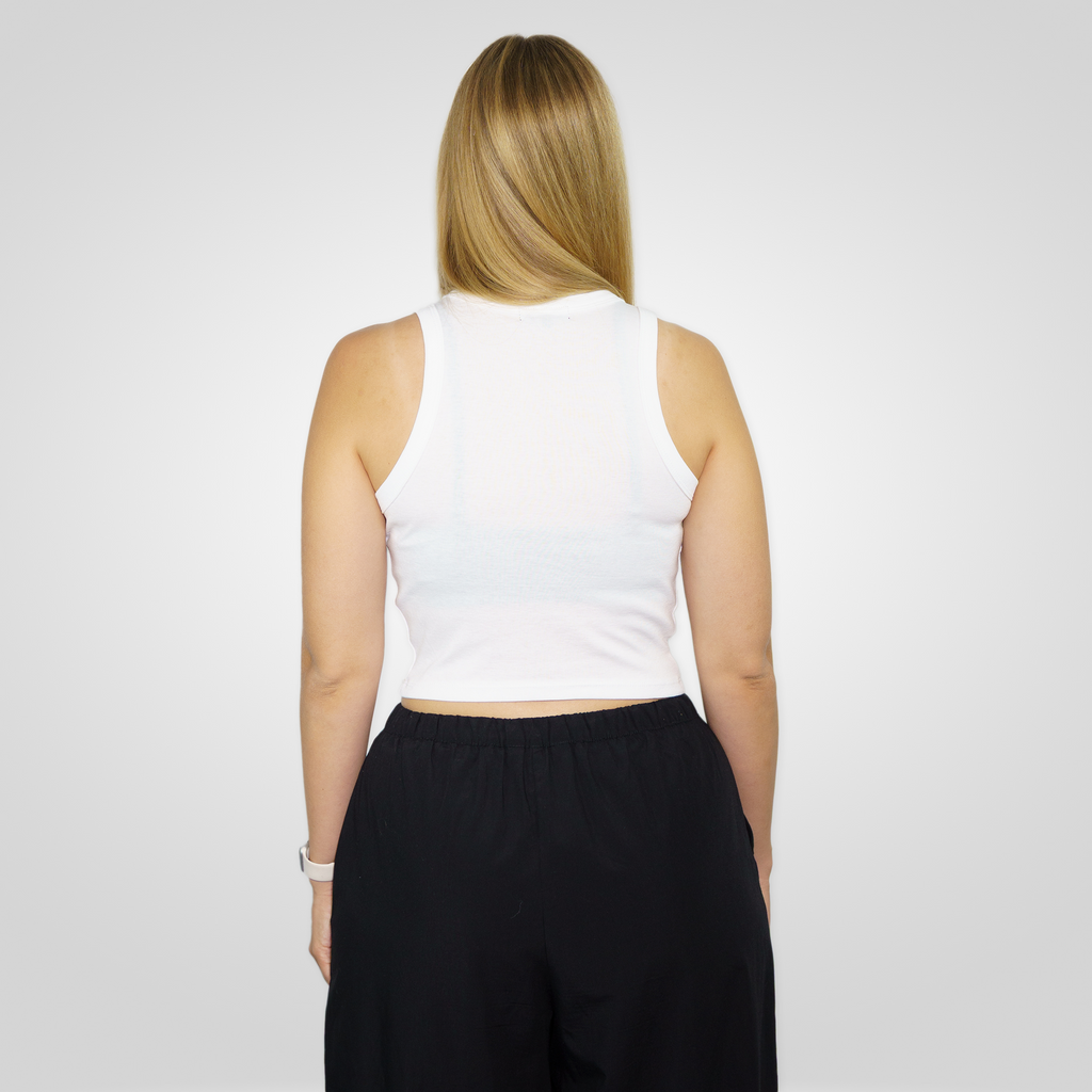 "SIGNATURE" ribbed racer top white