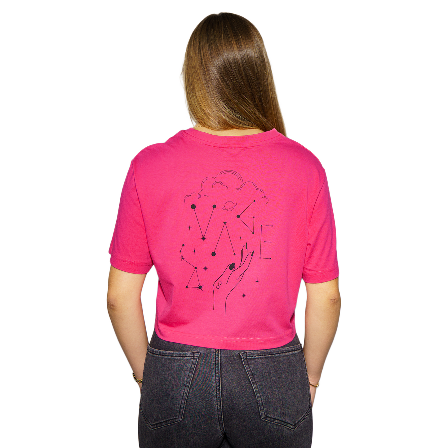 "COSMIC" lightly cropped tee pink