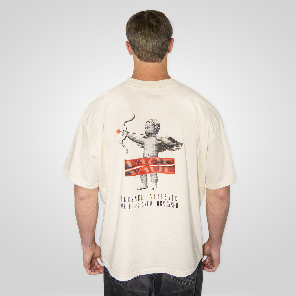 "AMORE" oversized tee natural raw