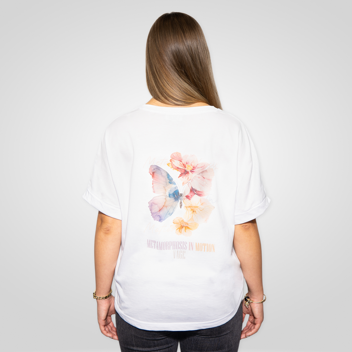 "METAMORA" oversized tee white