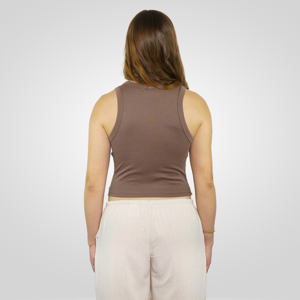 "SIENNA" ribbed racer top cocoa