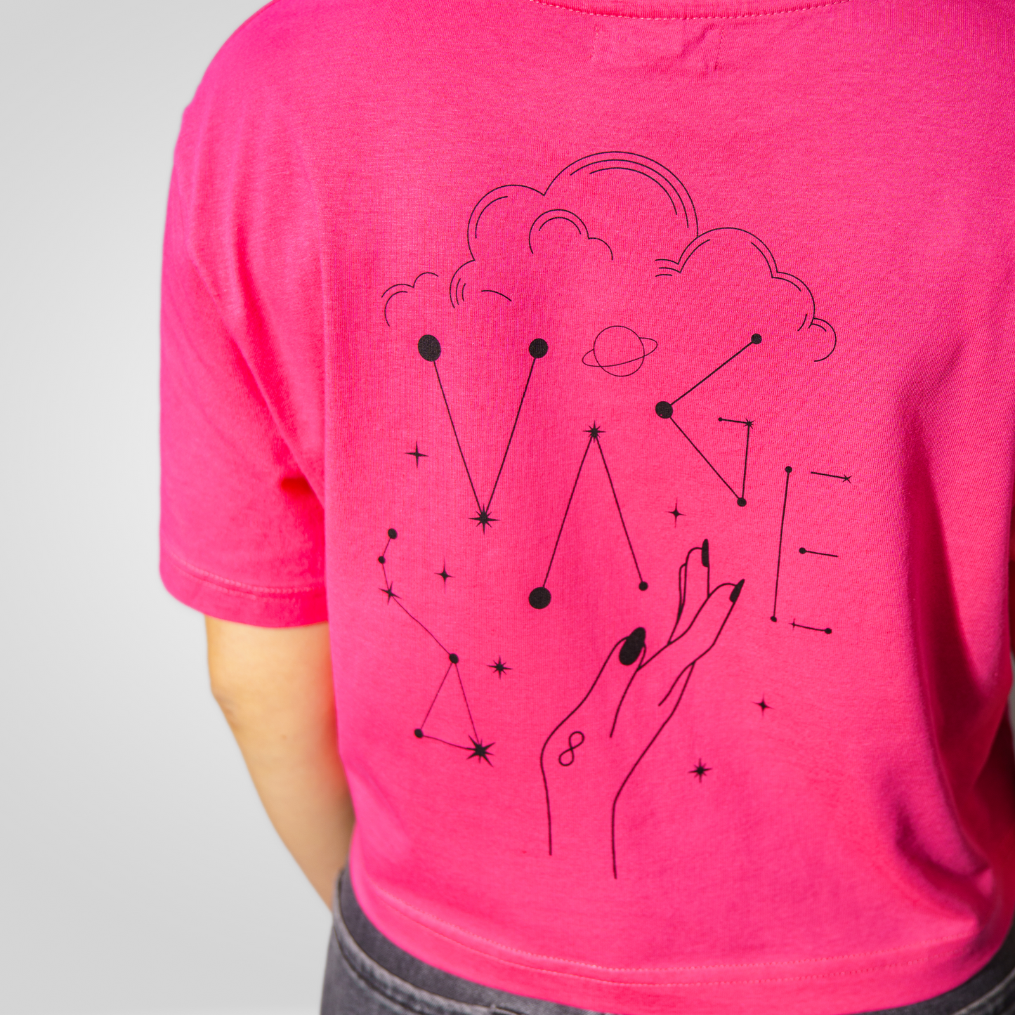 "COSMIC" lightly cropped tee pink