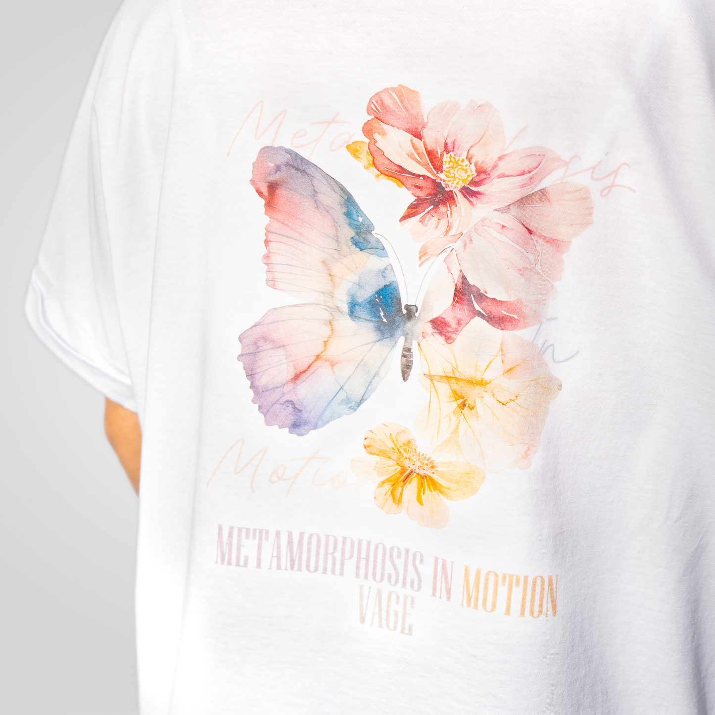 "METAMORA" oversized tee white
