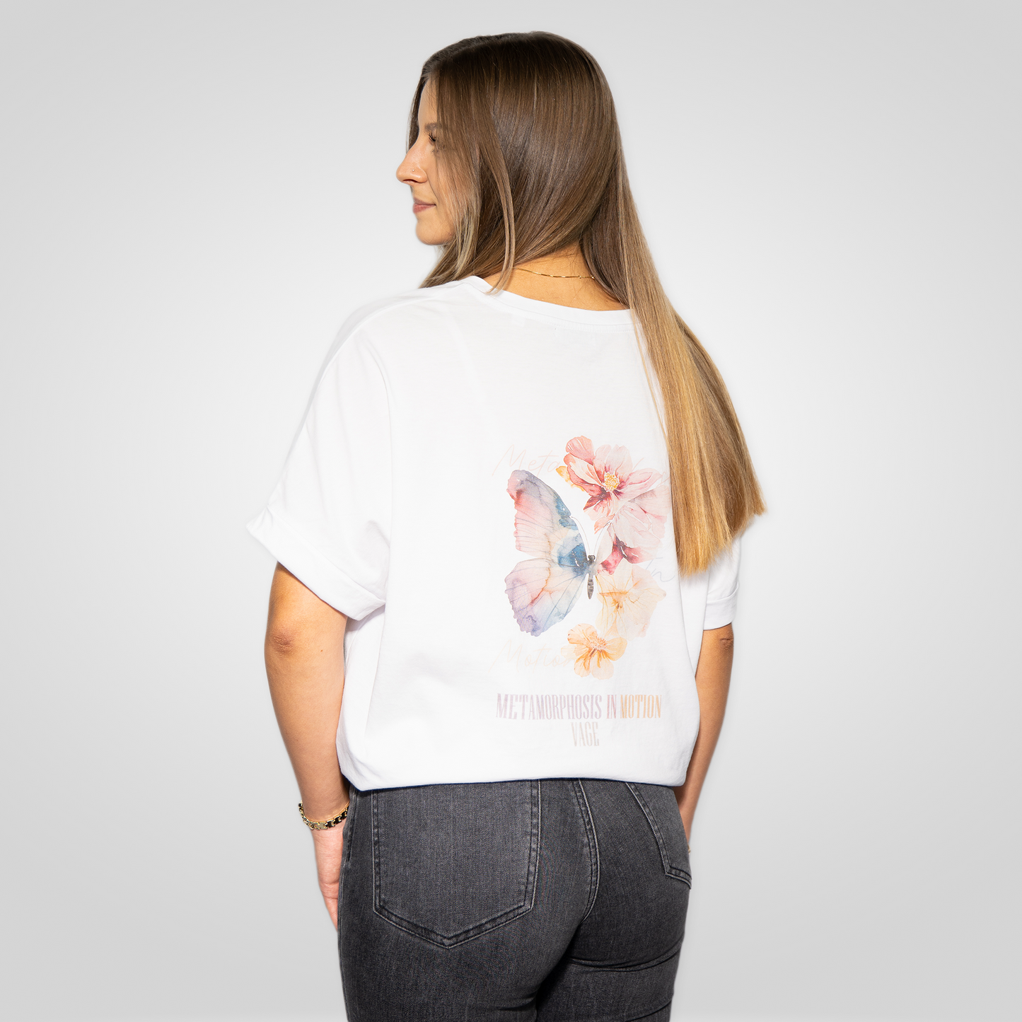 "METAMORA" oversized tee white