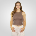 "SIENNA" ribbed racer top cocoa
